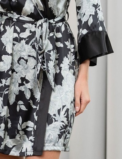 Шелковый халат с принтом Mia-Amore VITTORIA 5153 черный, Цвет: черный, Размеры: S/M, изображение 5