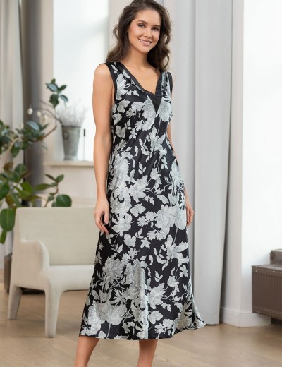 Сорочка шелковая с принтом Mia-Amore VITTORIA 5155 черный, Цвет: черный, Размеры: L, изображение 3