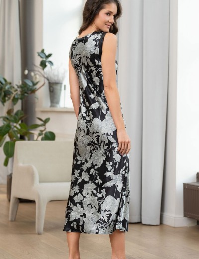 Сорочка шелковая с принтом Mia-Amore VITTORIA 5155 черный, Цвет: черный, Размеры: L, изображение 2