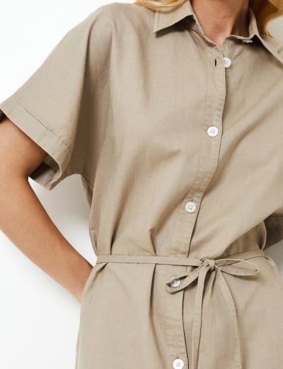 Платье-рубашка Aruelle CLEO, Цвет: льняной, Размеры: S, изображение 3