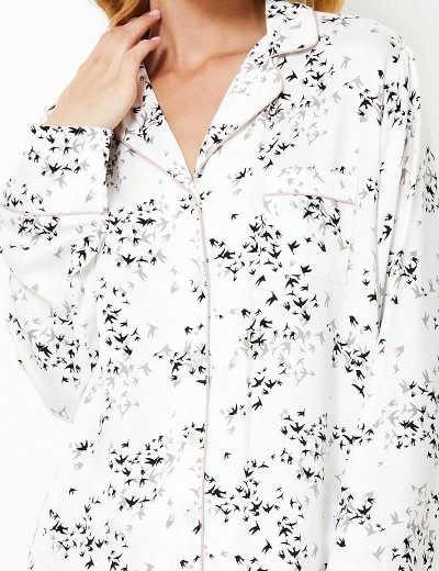 Пижама с брюками из вискозы Aruelle ZILLIE, Цвет: белый/черный, Размеры: XS, изображение 4