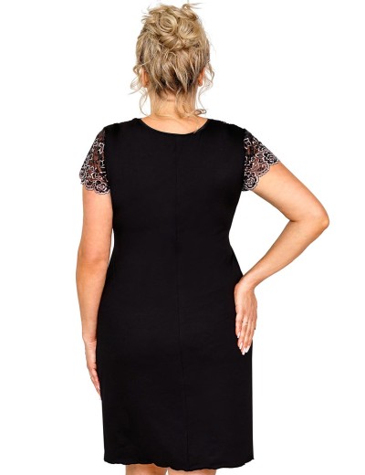 Сорочка с кружевными вставками Donna EMMA PLUS nightdress, Цвет: черный, Размеры: 4XL, изображение 2