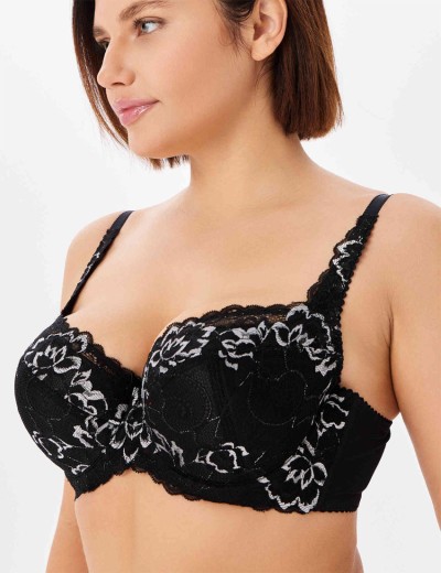 Кружевной бюстгальтер с поролоном Elli 3030 черно-серебро, Цвет: черно-серебро, Размеры: 75H, изображение 3