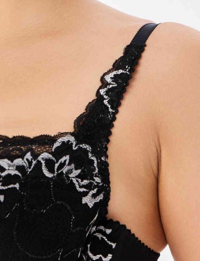 Кружевной бюстгальтер с поролоном Elli 3030 черно-серебро, Цвет: черно-серебро, Размеры: 75H, изображение 5
