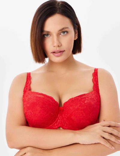 Кружевной бюстгальтер с поролоном Elli 3030 красный, Цвет: красный, Размеры: 95B, изображение 4
