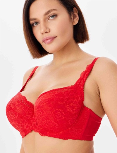 Кружевной бюстгальтер с поролоном Elli 3030 красный, Цвет: красный, Размеры: 95B, изображение 3