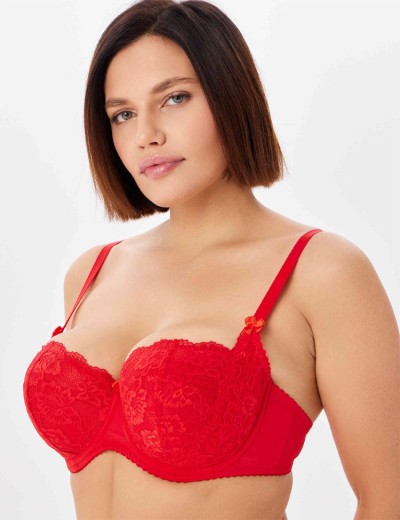 Бюстгальтер балконет Elli 7055 красный, Цвет: красный, Размеры: 85F, изображение 3 Бюстгальтер балконет Elli 7055 красный, Цвет: красный, Размеры: 85F, изображение 3