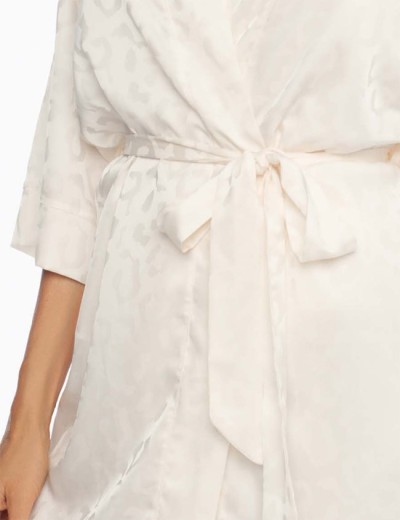 Короткий халат из жаккардового сатина Esotiq LOTI 41521, Цвет: молочный, Размеры: L/XL, изображение 3