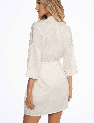 Короткий халат из жаккардового сатина Esotiq LOTI 41521, Цвет: молочный, Размеры: L/XL, изображение 2