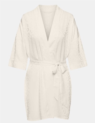 Короткий халат из жаккардового сатина Esotiq LOTI 41521, Цвет: молочный, Размеры: L/XL, изображение 5