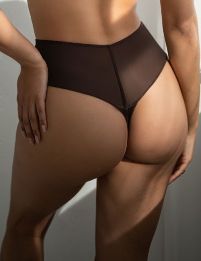 Завышенные трусики стринги Kris Line BROWNIE stringi high waist, Цвет: шоколадный, Размеры: L, изображение 2