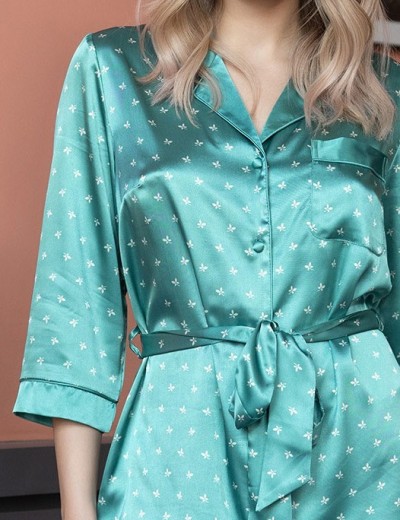 Атласный халат-рубашка Mia-Mella CLEVER 8947 ментол, Цвет: ментол, Размеры: M, изображение 5