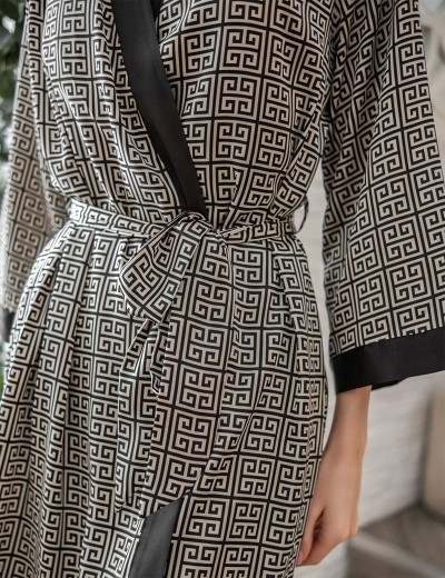 Халат женский шёлковый Mia-Amore JADORE 4083, Цвет: черный, Размеры: S/M, изображение 3