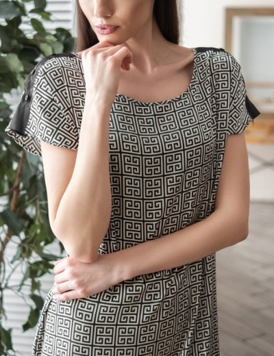 Короткая шёлковая туника Mia-Amore JADORE 4085, Цвет: черный, Размеры: 4XL/5XL, изображение 4