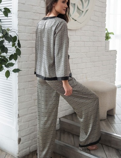 Шёлковая пижама с брюками Mia-Amore JADORE 4086, Цвет: черный, Размеры: XL, изображение 2