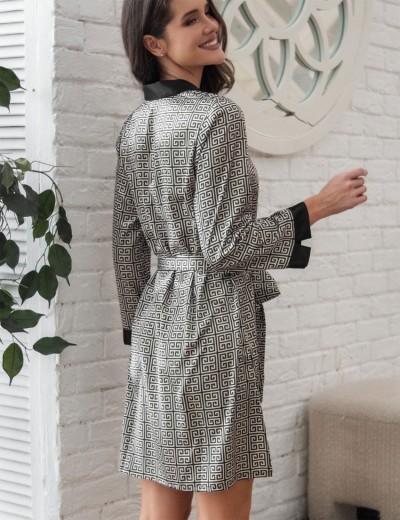 Шёлковый халат рубашка Mia-Amore JADORE 4087, Цвет: черный, Размеры: 4XL, изображение 2