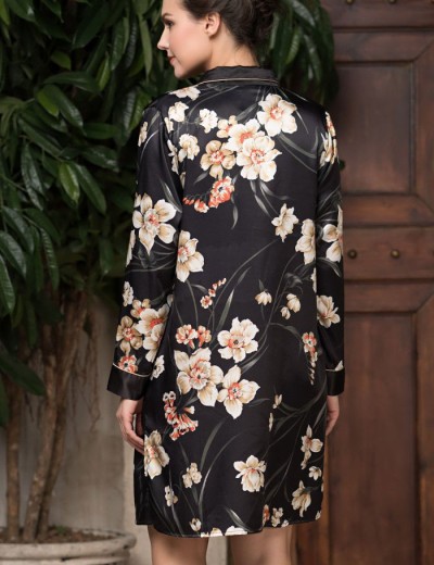 Шелковая рубашка-халат Mia-Amore KAMELIA 3337, Цвет: черный, Размеры: M, изображение 2