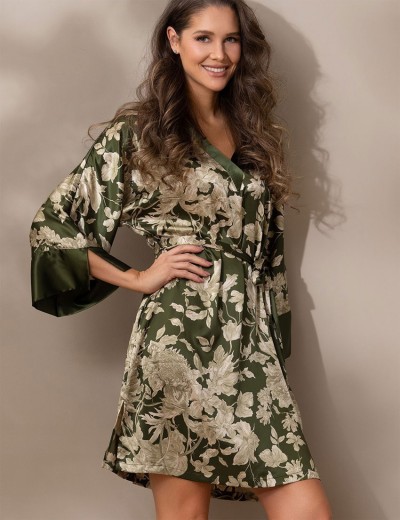 Шелковая туника с цветами Mia-Amore VITTORIA 5154 темный хаки, Цвет: темный хаки, Размеры: 4XL/5XL, изображение 5