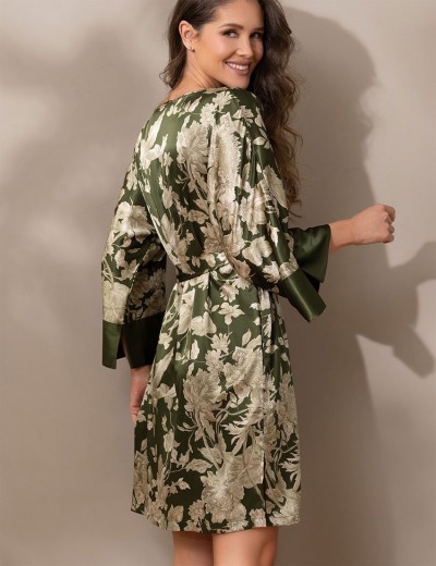 Шелковая туника с цветами Mia-Amore VITTORIA 5154 темный хаки, Цвет: темный хаки, Размеры: 4XL/5XL, изображение 2