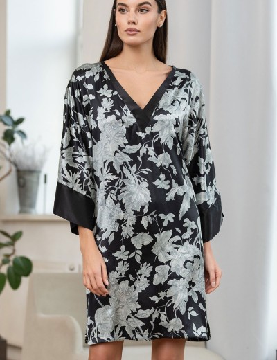 Шелковая туника с цветами Mia-Amore VITTORIA 5154 черный, Цвет: черный, Размеры: 4XL/5XL, изображение 3