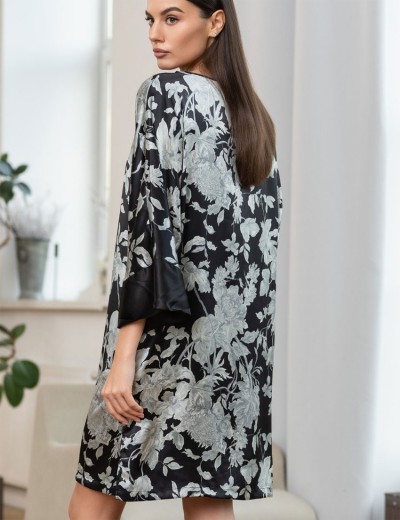 Шелковая туника с цветами Mia-Amore VITTORIA 5154 черный, Цвет: черный, Размеры: 4XL/5XL, изображение 4