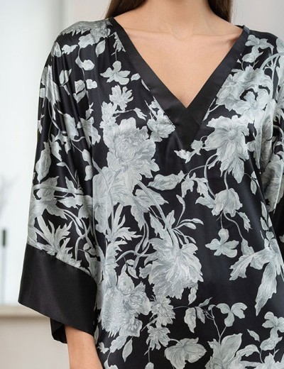 Шелковая туника с цветами Mia-Amore VITTORIA 5154 черный, Цвет: черный, Размеры: 4XL/5XL, изображение 5