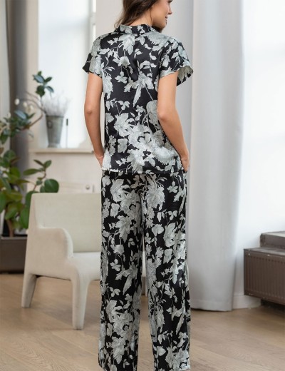 Шелковая пижама со штанами Mia-Amore VITTORIA 5156 черный, Цвет: черный, Размеры: S, изображение 2