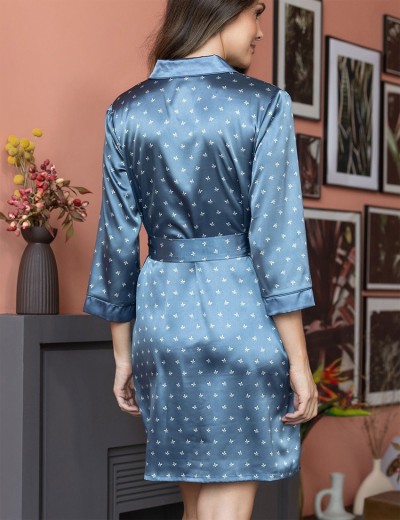 Атласный халат-рубашка Mia-Mella CLEVER 8947 дельфин, Цвет: дельфин, Размеры: L, изображение 2