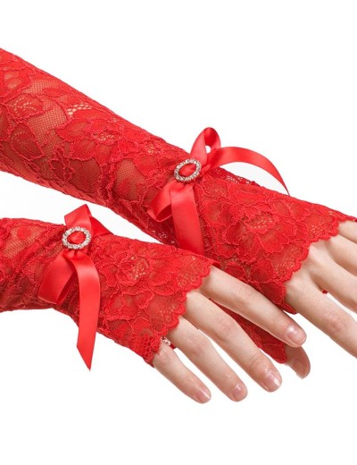 Митенки длинные кружевные Gracija-Rim GLOVES 99800 алый, Цвет: алый, Размеры: S/M, изображение 2