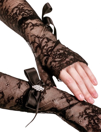 Митенки длинные кружевные Gracija-Rim GLOVES 99800 черный, Цвет: черный, Размеры: S/M, изображение 2