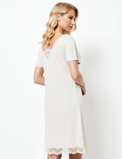 Трикотажная ночная сорочка Aruelle EVELYN, Цвет: молочный, Размеры: XS, изображение 2