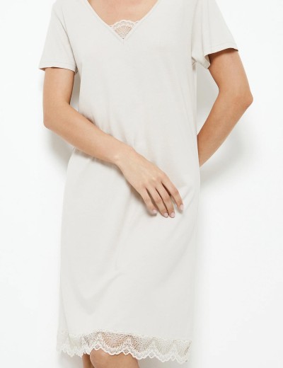 Трикотажная ночная сорочка Aruelle EVELYN, Цвет: молочный, Размеры: XS, изображение 3