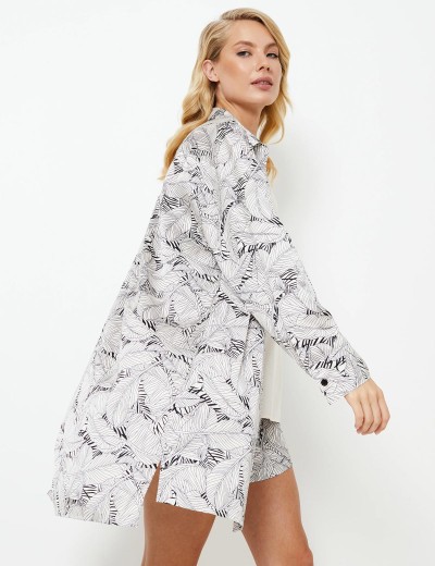 Рубашка-халат Aruelle KLAUDIE, Цвет: молочный/черный, Размеры: S, изображение 3