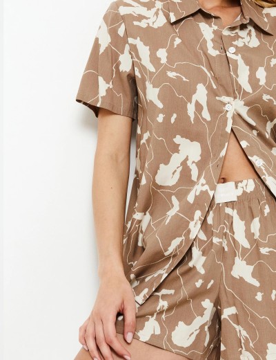 Пижама женская с шортами Aruelle MALIKA, Цвет: латте, Размеры: M, изображение 3
