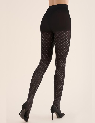 Колготки с геометрическим узором Gabriella 312 WAWES nero 80 den, Цвет: чёрный, Размеры: 2, изображение 2