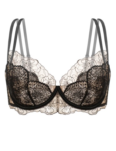 Мягкий кружевной бюстгальтер Gracija-Rim EMILY 10471, Цвет: черный/кофе с молоком, Размеры: 70C, изображение 8