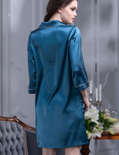 Атласная ночная рубашка Mia-Mella JULIA 8737 синий, Цвет: синий, Размеры: L, изображение 2