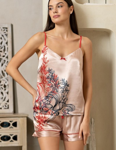 Атласная пижама с шортами Mia-Amore MUSE 7392, Цвет: пудровый, Размеры: S, изображение 4