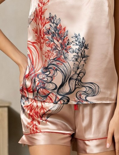 Атласная пижама с шортами Mia-Amore MUSE 7392, Цвет: пудровый, Размеры: S, изображение 5