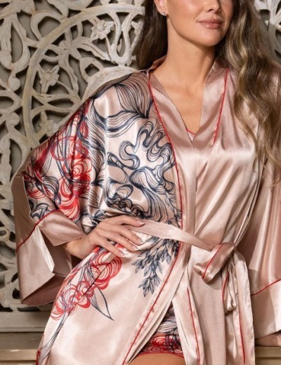 Длинный халат с запахом Mia-Amore MUSE 7399, Цвет: пудровый, Размеры: 2XL/3XL, изображение 5