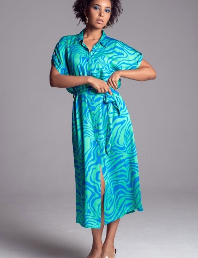 Удлинённая рубашка-халат Mia-Amore SEVILLE 5067 зеленый/голубой, Цвет: зеленый/голубой, Размеры: 3XL, изображение 2