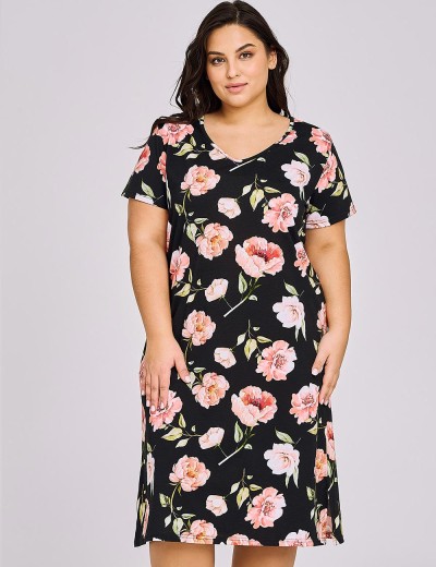 Сорочка с цветочным принтом Taro 3134/3160 PEONY, Цвет: черный, Размеры: 3XL, изображение 3