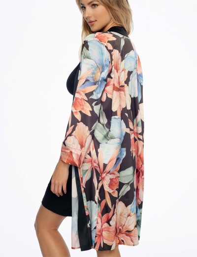 Халат-накидка из эластичного сатина Esotiq DELIGHTFUL 41237, Цвет: черный, Размеры: M, изображение 2 Халат-накидка из эластичного сатина Esotiq DELIGHTFUL 41237, Цвет: черный, Размеры: M, изображение 2