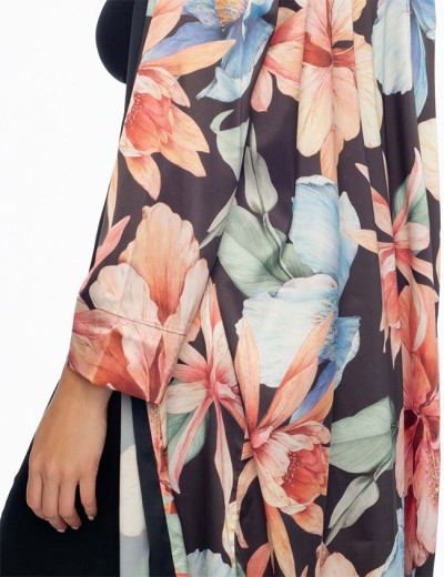 Халат-накидка из эластичного сатина Esotiq DELIGHTFUL 41237, Цвет: черный, Размеры: M, изображение 3 Халат-накидка из эластичного сатина Esotiq DELIGHTFUL 41237, Цвет: черный, Размеры: M, изображение 3