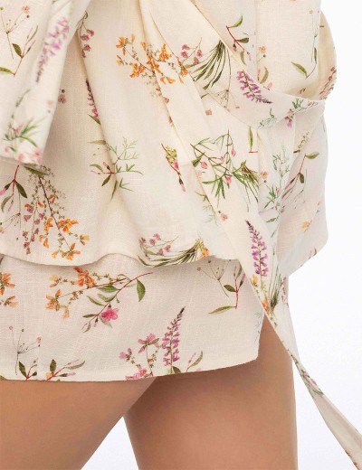 Мини-халат из вискозы и льна Esotiq DARBY 41225, Цвет: экрю, Размеры: L/XL, изображение 2