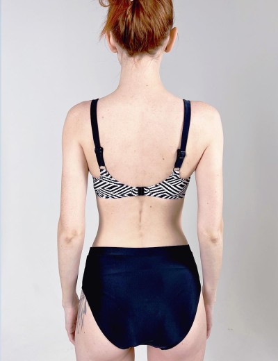 Черно-белый купальник с высокими плавками Aquarilla 519 PORTLAND black-white, Цвет: черно-белый, Размеры: 95D, изображение 2