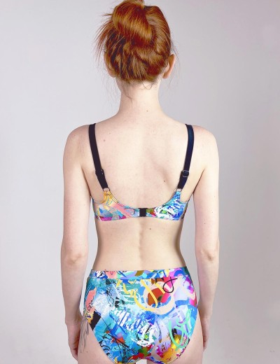 Разноцветный купальник с высокими плавками Aquarilla 521 PORTLAND multicolor, Цвет: черный, Размеры: 80C, изображение 2