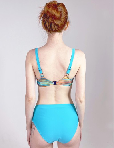 Полосатый купальник с высокими плавками Aquarilla 522 PORTLAND multicolor-azure, Цвет: голубой, Размеры: 75C, изображение 2