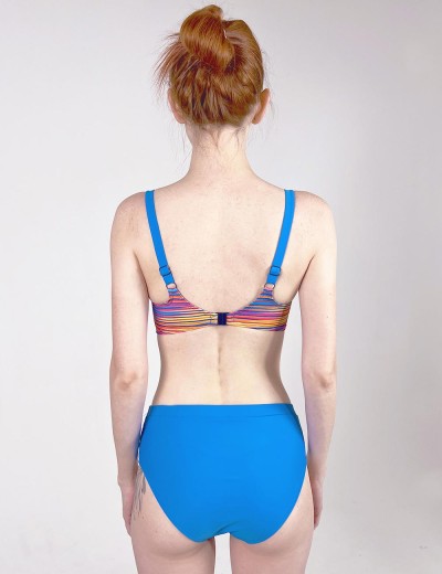 Полосатый купальник с высокими плавками Aquarilla 522 PORTLAND multicolor-dark blue, Цвет: синий, Размеры: 95D, изображение 2