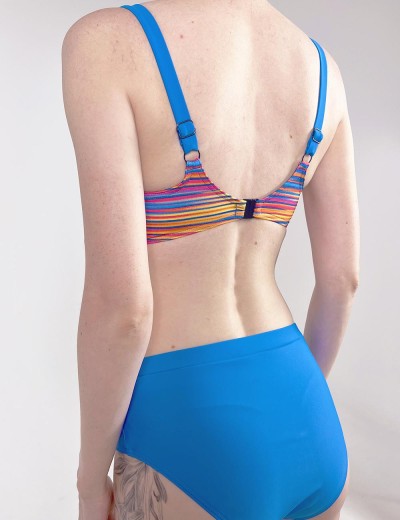 Полосатый купальник с высокими плавками Aquarilla 522 PORTLAND multicolor-dark blue, Цвет: синий, Размеры: 95D, изображение 3